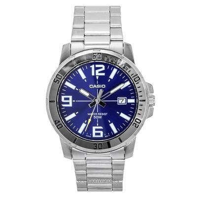Relógio Masculino Enticer Analógico Aço Inoxidável Mostrador Azul Quartzo MTP-VD01D-2BV