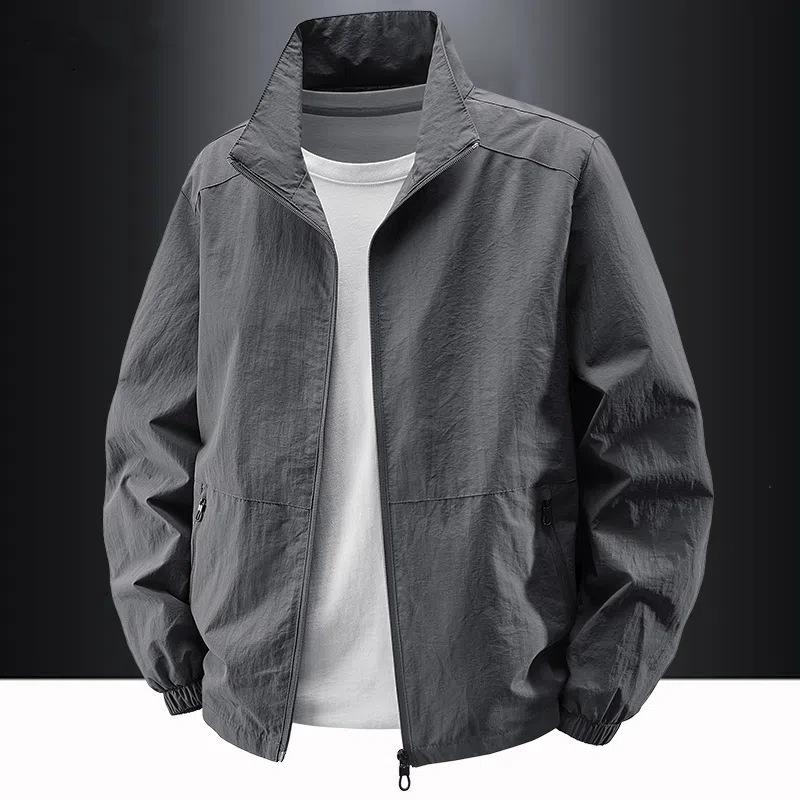 Men's Stand-up Collar Jacket for Spring and Autumn Casual Plus-size Workwear Outdoor Windproof and Waterproof Men's Top Trendy