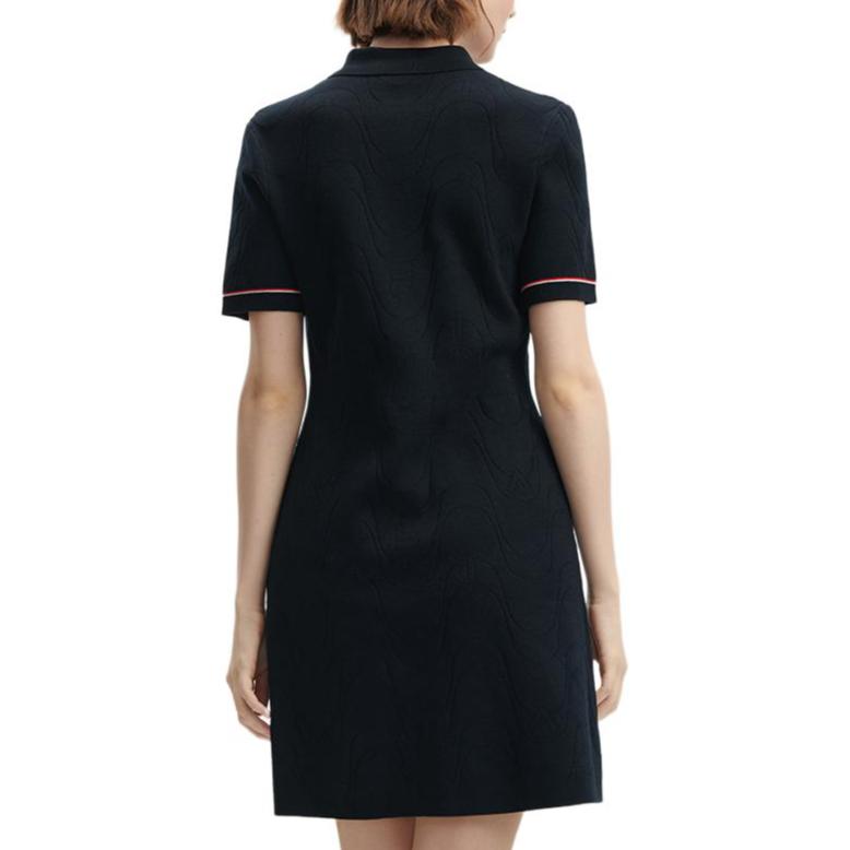 FILA Basic Simple Casual Polo Collar Short Sleeve Dress Women Dresses Legendary-Blue F11W341308F-NV