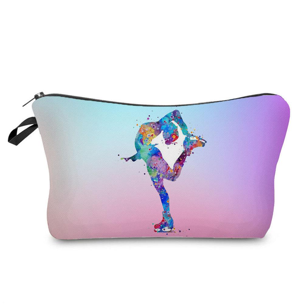 Women Gymnastics Print Cosmetic Bag Toiletries Organize Travel Storage Case KTB