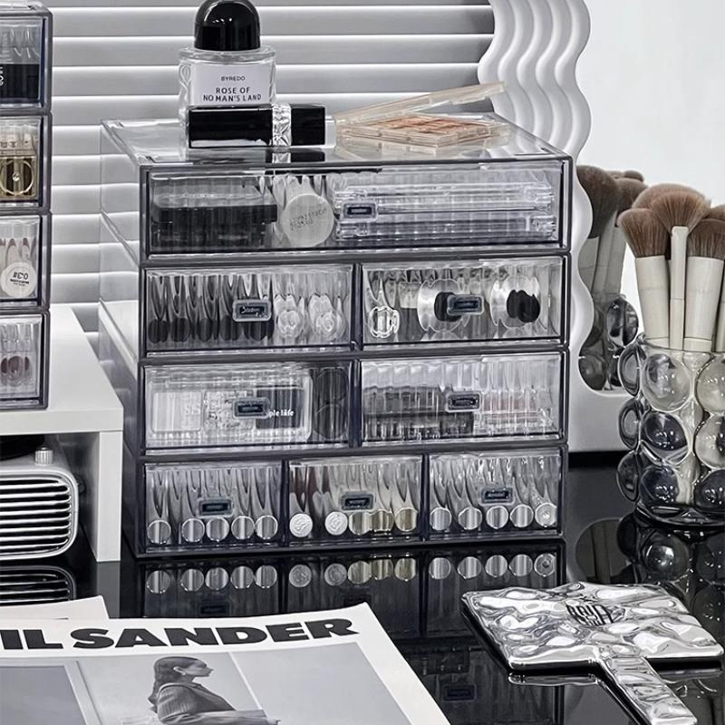 Desktop Storage Box Organizer Drawer-type Transparent Dormitory Study Table Stationery Storage Box Acrylic Desk Pen Book Rack
