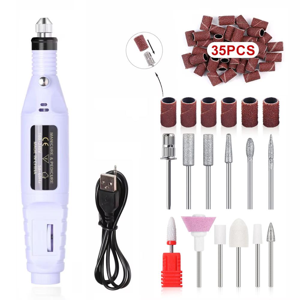 YIKOOLIN Portable Nail Sander Set Electric Nail Drill Machine Milling Cutter For Manicure Pedicure Strong Polishing Tools