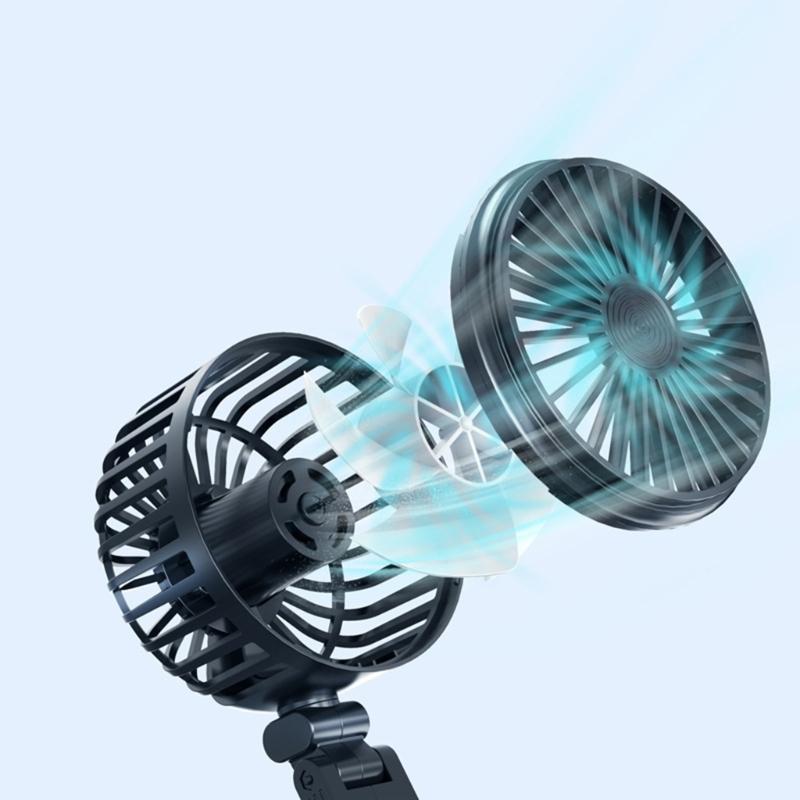Car Dual Head Fan 360° Rotation 2 Gear Adjustable Cooling Fan for Vehicles Office Dashboard Mount USB Powered Cooler Fan