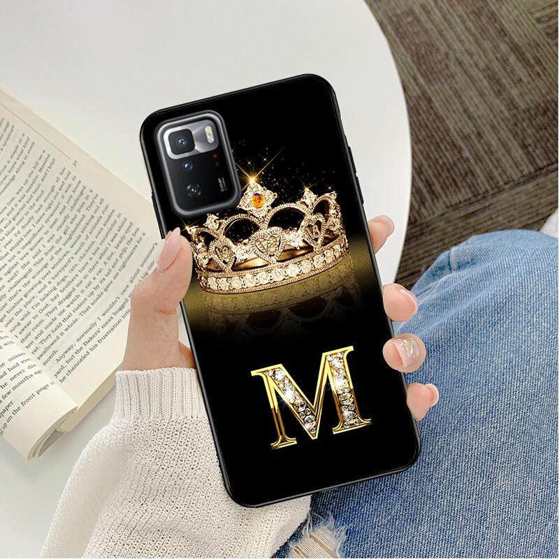 Diamond Crown Letter Phone Case For Xiaomi Redmi Note 11 10 Pro Note 8 Pro 9Pro Note9 9S 10S 9T Redmi 10 9C 9A