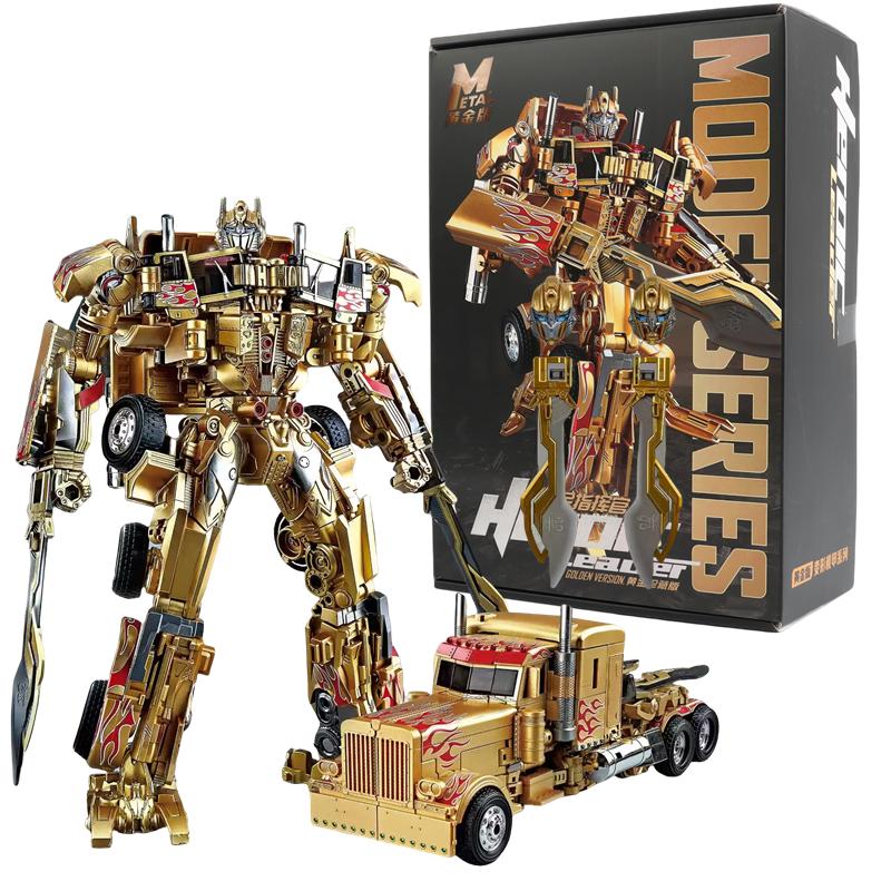 28cm Transformation Robot Toy Golden Optimus Commander Robot Figure Model Kids Gift