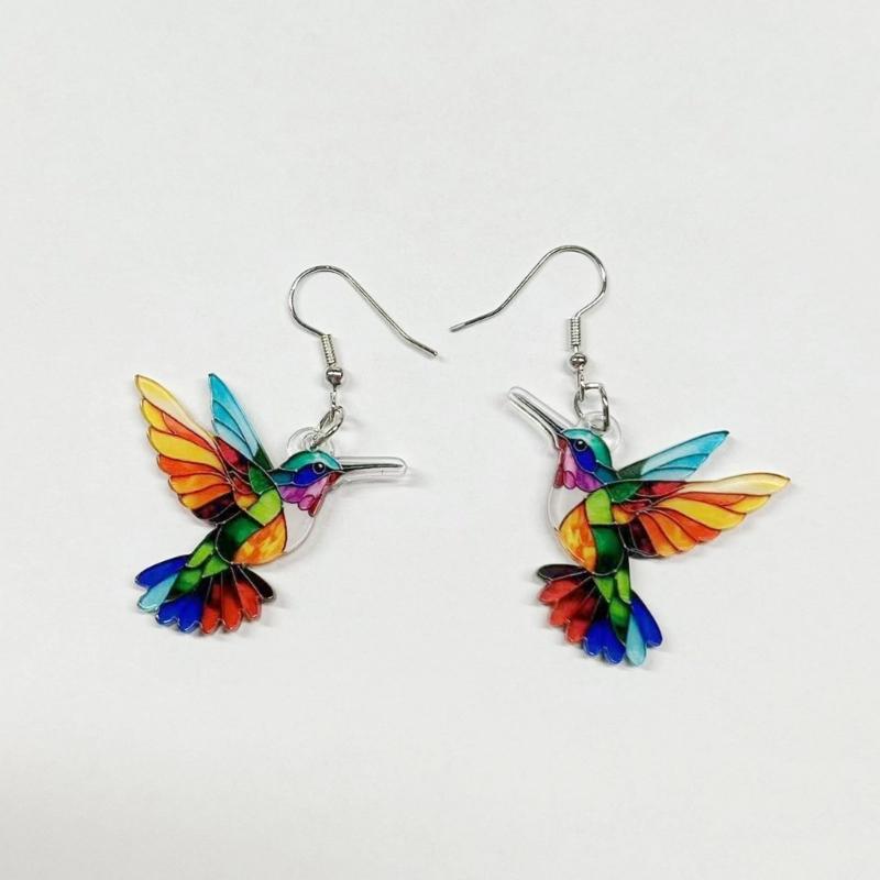 Hummingbird Earrings Stylish Jewelry Elegant Necklace Everyday Wear Jewelry Acrylic Texture Present for Trendsetters