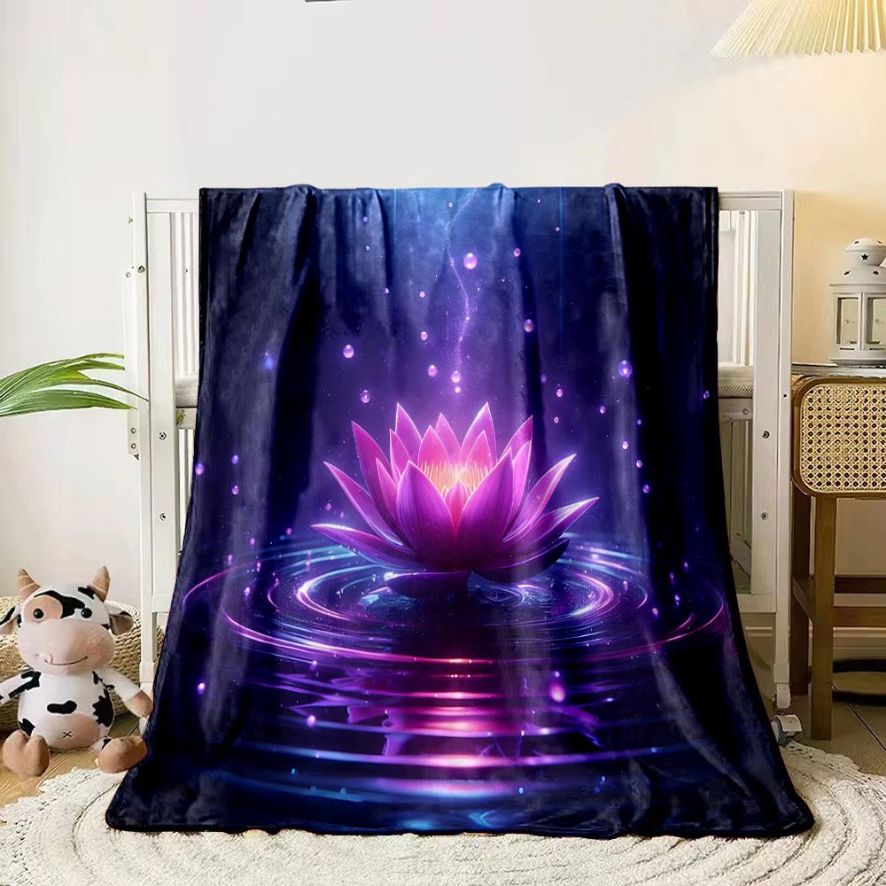 Glowing Lotus Blossom Tranquility Print Blanket Soft and Cozy Perfect for the Living Room Bed Sofa or a Nap,gift