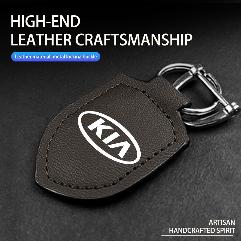 For KIA Fashion Leather Car Keychain Retro Style Keyrings Accessories Cerato Proceed Venga Stonic Picanto Sorento Stinger Mewf00