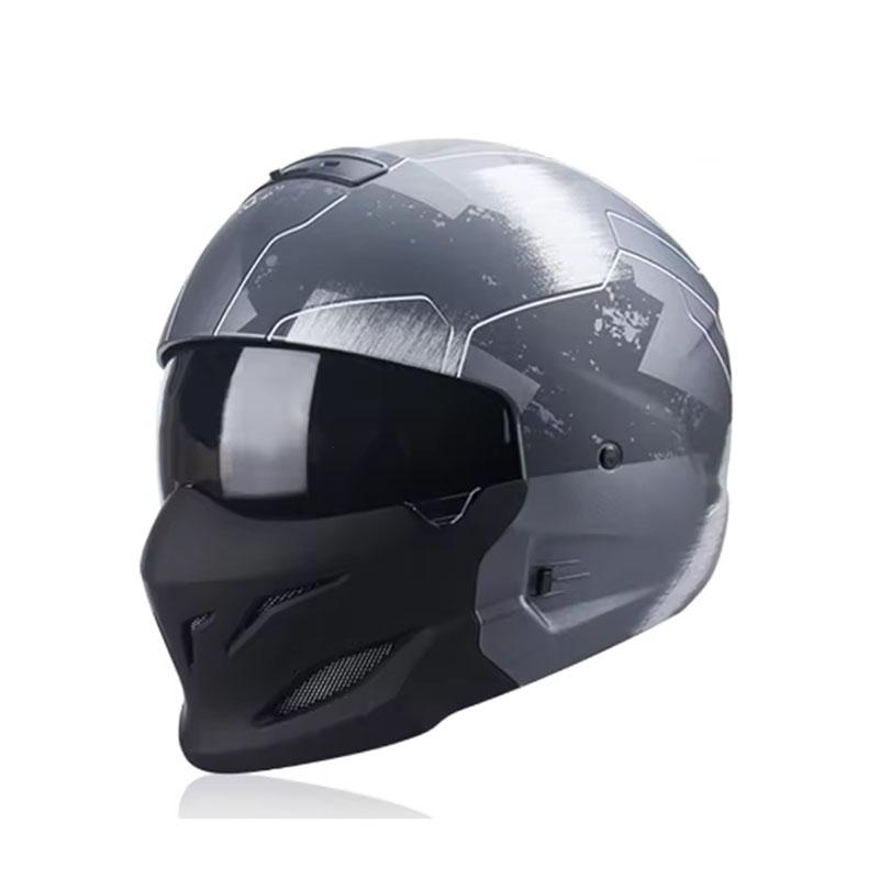 Scorpion Vintage Motorcycle Biker Helmet 368 Mecha Silver Full Face Warrior Combination Harley Retro Headgear