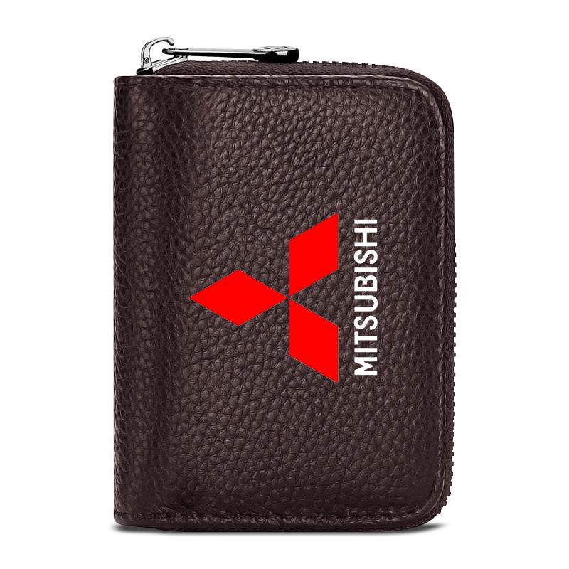 

Genuine Leather Car Driver s License, ID Card, Bank Card Wallet For Mitsubishi Lancer 9 Ex Evo ASX L200 Colt Pajero Sport