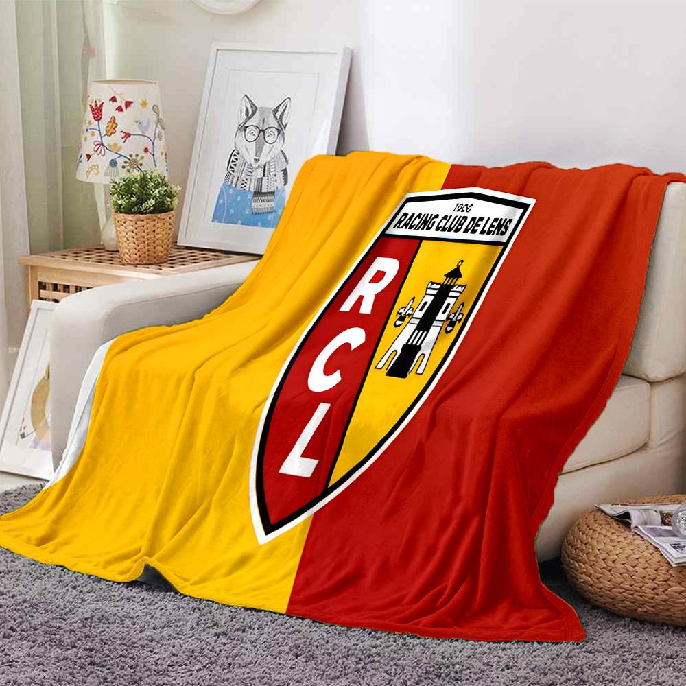 Racing Club Lens Crest Flannel Blanket, Soft Polyester, Modern Design, All-Season for Camping, Travel, Gifts for holidays or birthdays