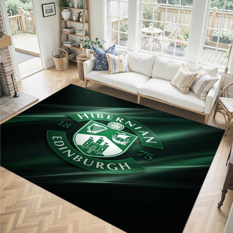 Hibernian FC Design Crystal Velvet Carpet Cozy Non?Slip Printed Rug For Bedroom Living Room Entrance