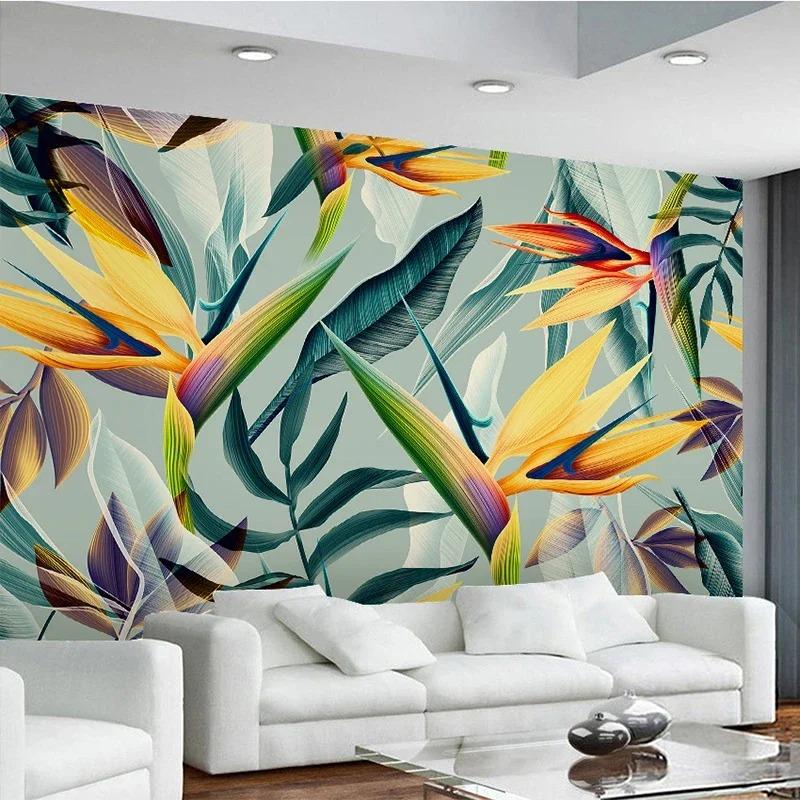 Tropical Landscape Wallpaper 3d Stereo Pastoral Color Leaves Photo Mural Bedroom Theme Hotel Restaurant Wallpaper