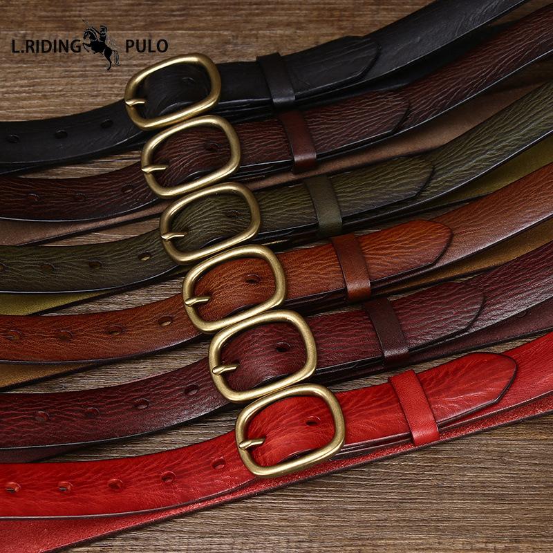 Handmade Retro Copper Buckle Ladies Belt Leather Belt Simple and Versatile Pin Buckle