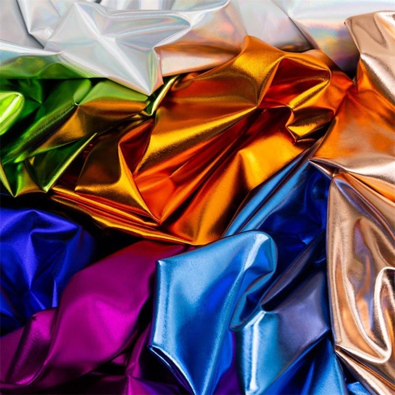 Metallic Gold Foil Textile Stretchable Spandex Cloth For Dance Costumes And Yogas Apparel