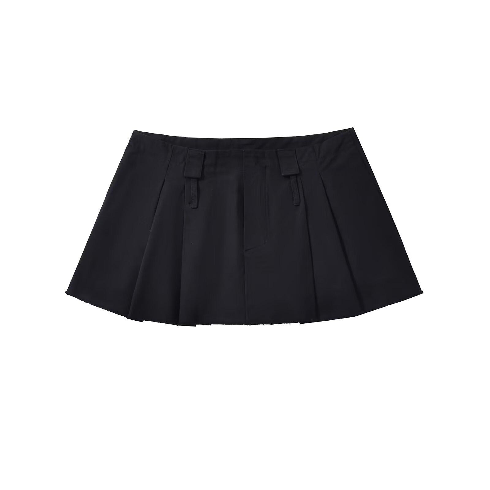 

Весна 2025 Женская европейская и американская мода: Универсальные фиолетовые брюки-юбка А-силуэта с необработанным краем L чёрный