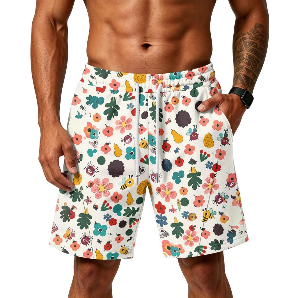 Mens Loose Fit Layer Shorts with Pockets Drawstring Waist Athletic Training Workout Gym Beach Shorts for Everyday Wear