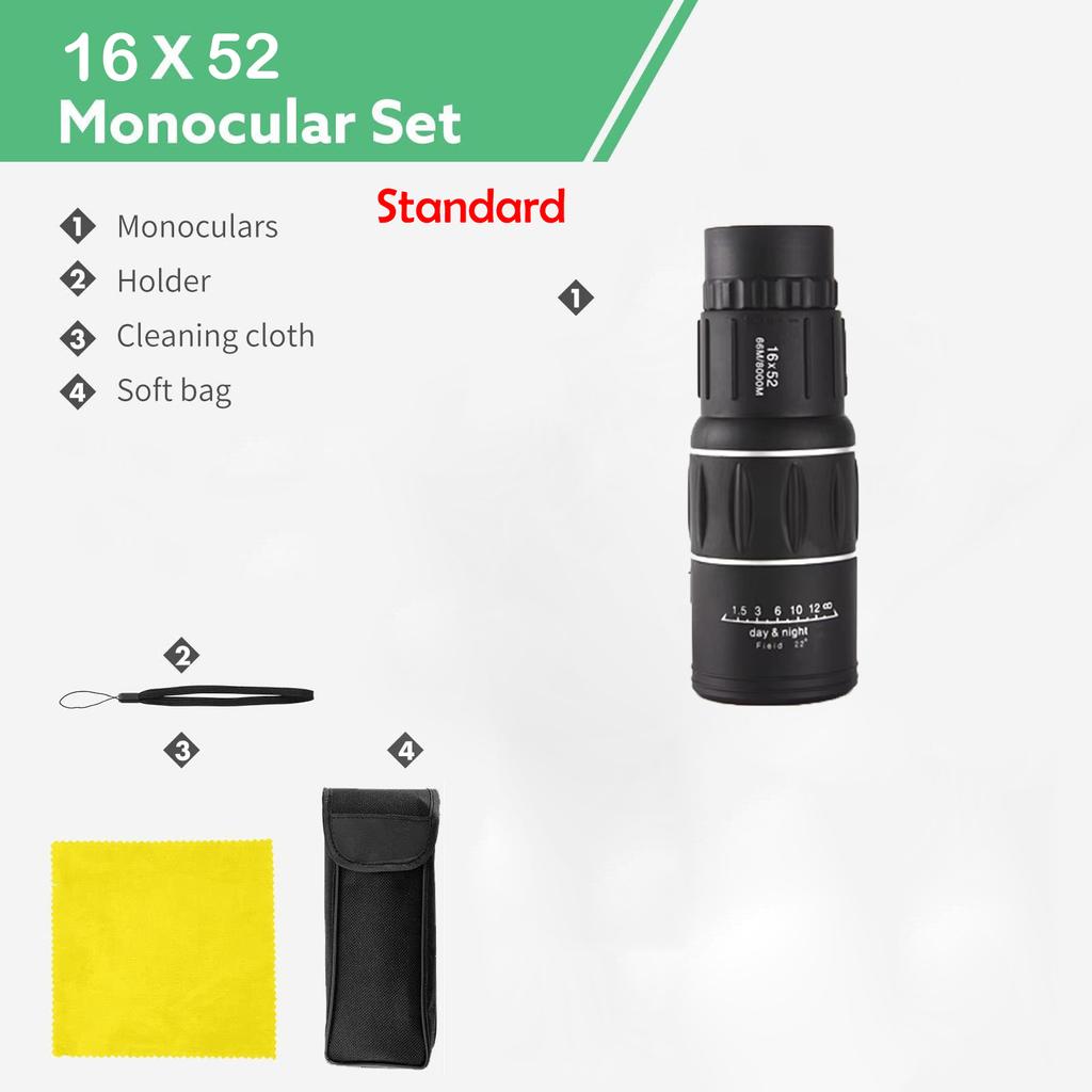 Hd Portable Scope 16x52 Dual Focus Monocular Telescope Hunting Spotting Handheld Binoculars 66m/8000m For Tourism Fishing