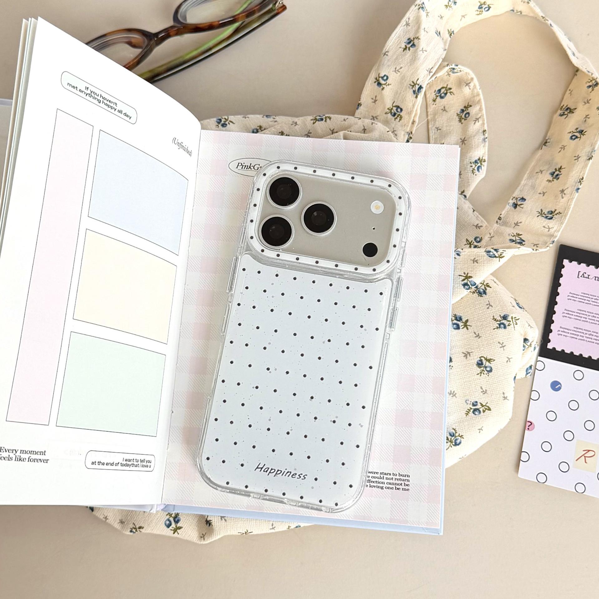 

Gilded Resin Polka Dot Heart Stand for iPhone 15/16 Pro Max/17 Pro Cases iPhone 16 Pro