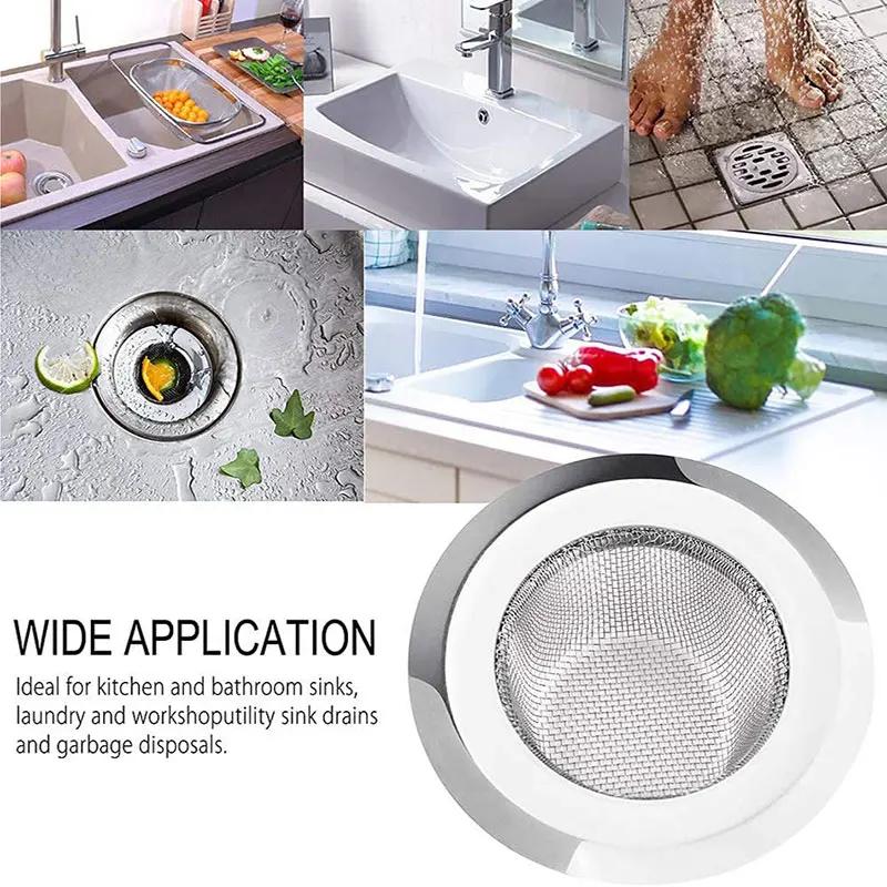 Stainles Steel Sink Filter Mesh Metal Floor Drain Net Food Slag Stopper Plug Bathtub Hair Catcher Deodorant Drainer Kitchen Tool
