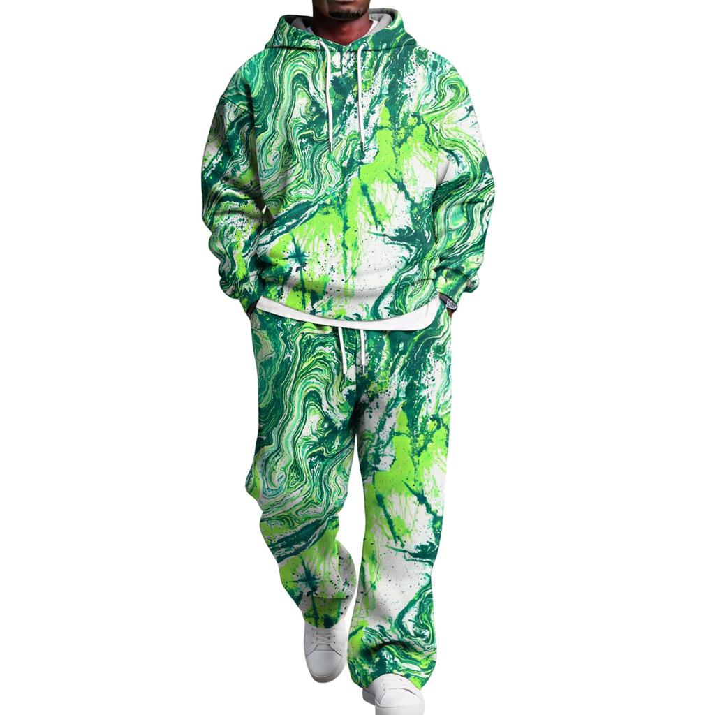 Men's Hoodie and Sweatpants Set with Elastic Waist, Casual Two Piece Outfit
