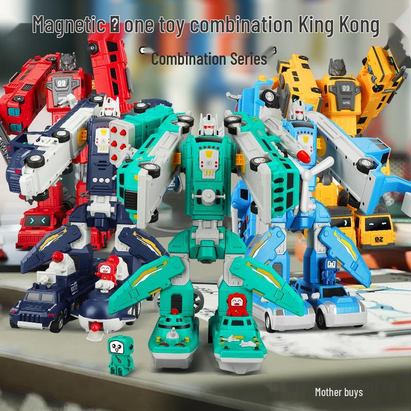 Children's Magnetic Transforming Robot Building Blocks Toy Set