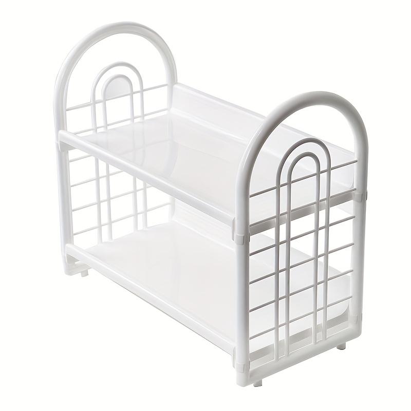 

1pc Double Layer Multi-Functional Plastic Desktop Organizer Shelf for Cosmetics, Bedroom, and Dormitory Accessories белый