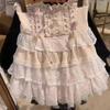 Japanese Sweet Lolita Style Mini Skirt Women Elegant Lace Bandage Party Cake Skirts Female Gothic Y2k Metal Buckle Skirt