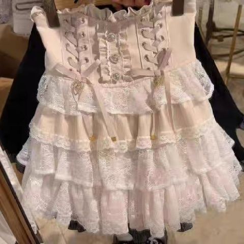 Japanese Sweet Lolita Style Mini Skirt Women Elegant Lace Bandage Party Cake Skirts Female Gothic Y2k Metal Buckle Skirt