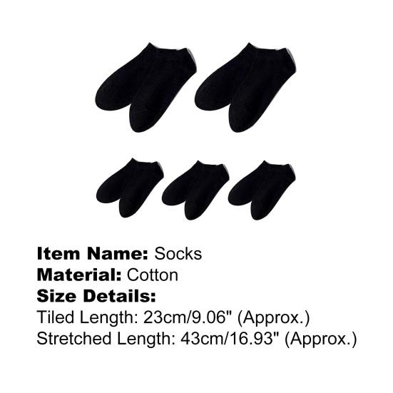5 párů kotníkových ponožek Měkké bavlněné ponožky absorbující pot Unisex Nízké Sportovní ponožky s patou pro venkovní aktivity