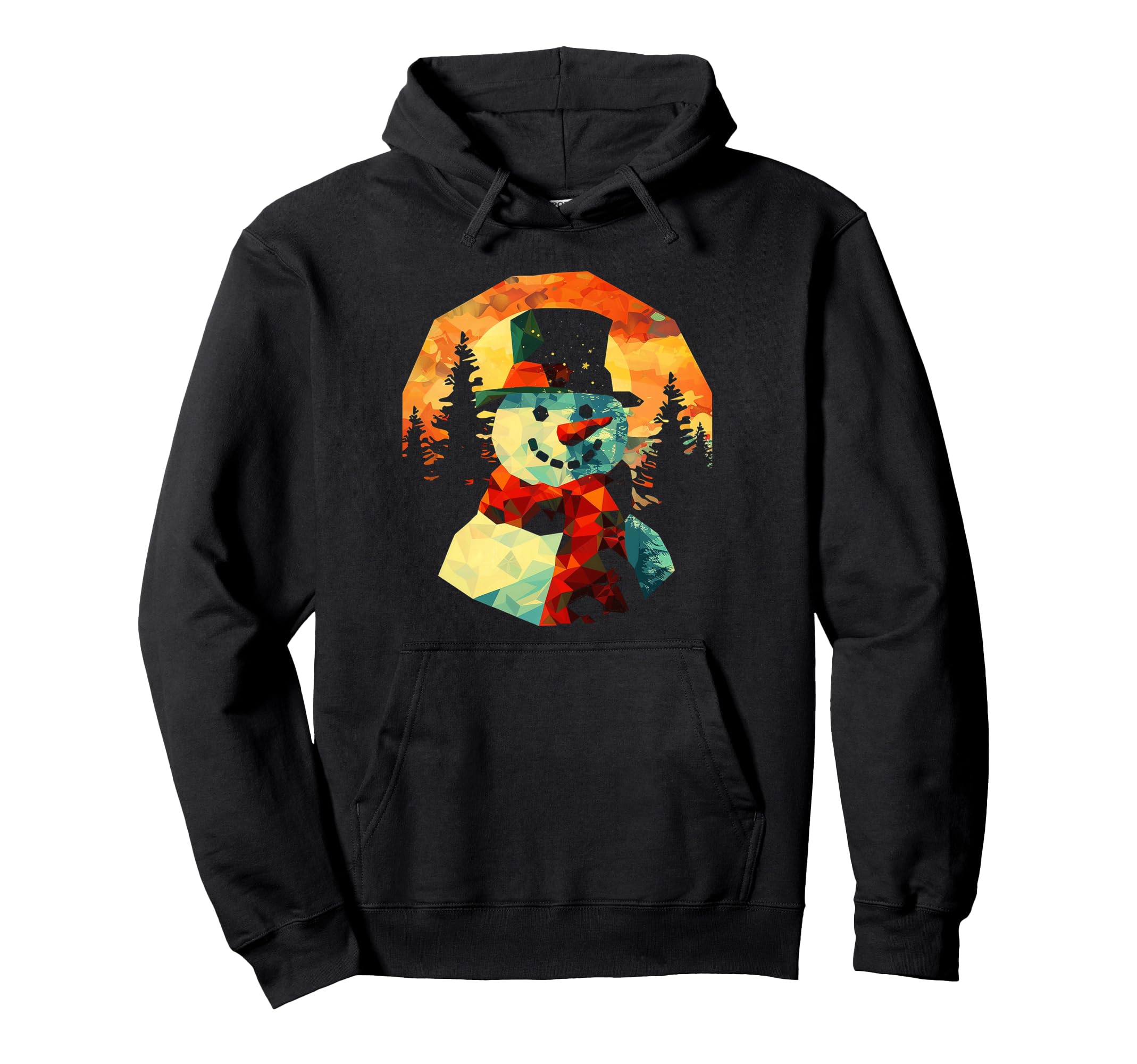 

Snowman Christmas Motif Art Polygon Snowman Hoodie X-mas чёрный
