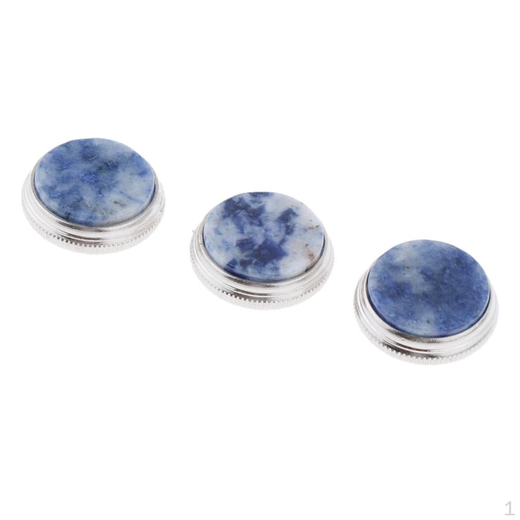 3 Pcs Trumpet Finger Buttons Brass Instrument Repairing Parts Polished Blue