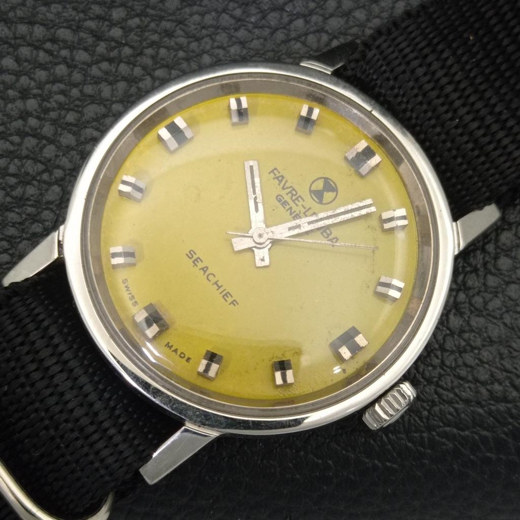 SWISS VINTAGE FAVRE LEUBA SEA CHIEF 253 HAND-WINDING MENS YELLOW WATCH a703760-1