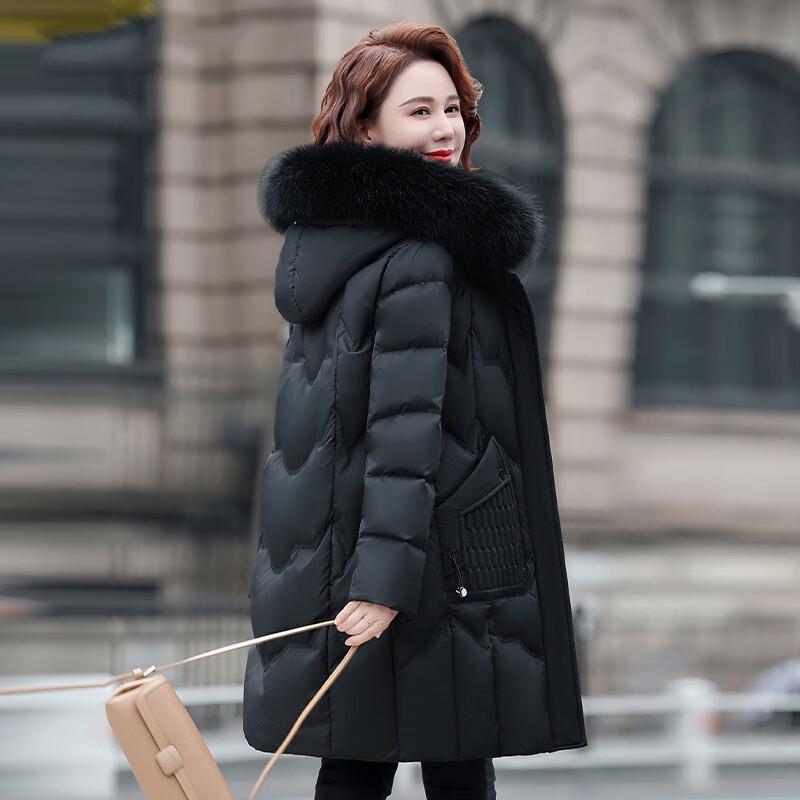 YAYA Women's 2025 Mid-Length Hooded Winter Down Jacket