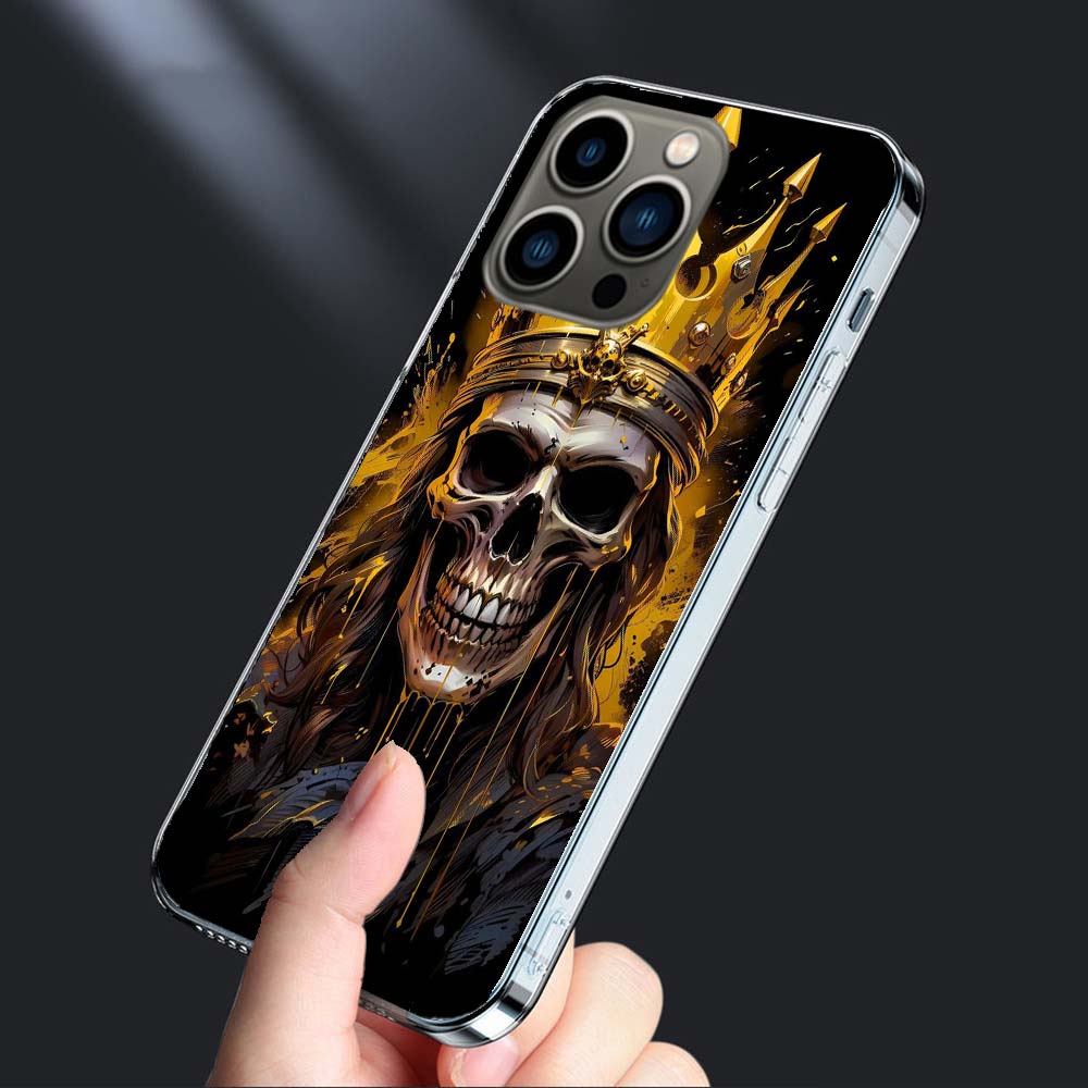 Crown Skeleton Emperor Phone Case For Iphone 16E 15 Pro 14 Plus 17E 16 17 Pro Max Air 11 12 13 Mini Shockproof Capa Cute Cove