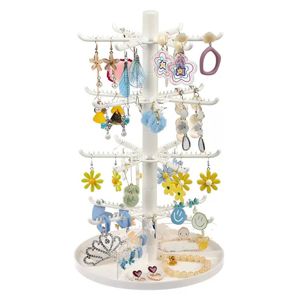2/3/4-Tiers Plastic Necklace Earring Holder Jewelry Storage Display Tower Rack Necklace Earring Holder Display Stand