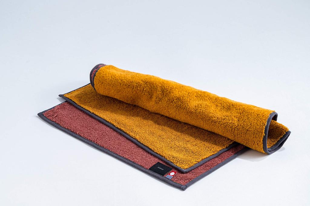kainoo Imabari Towel Bath Towel Traditional Japanese Colors 60cm x 120cm Yellow Fox x Scarlet Fading Made in Japan Imabari Plain Gentle to the Touch
