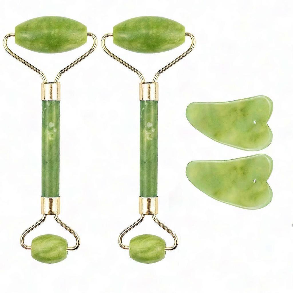 4 in 1 Facial Care Tools, Jade Roller for Face & Eye Massage, Beauty Care Products to Relax Face, Eye & Neck Muscles & Relieve Stress