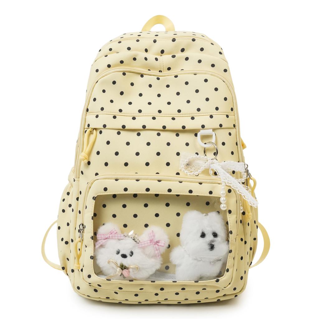 Schoolbag Japanese new fresh polka dot backpack student schoolbag women's large-capacity transparent pain bag junior high school backpack
