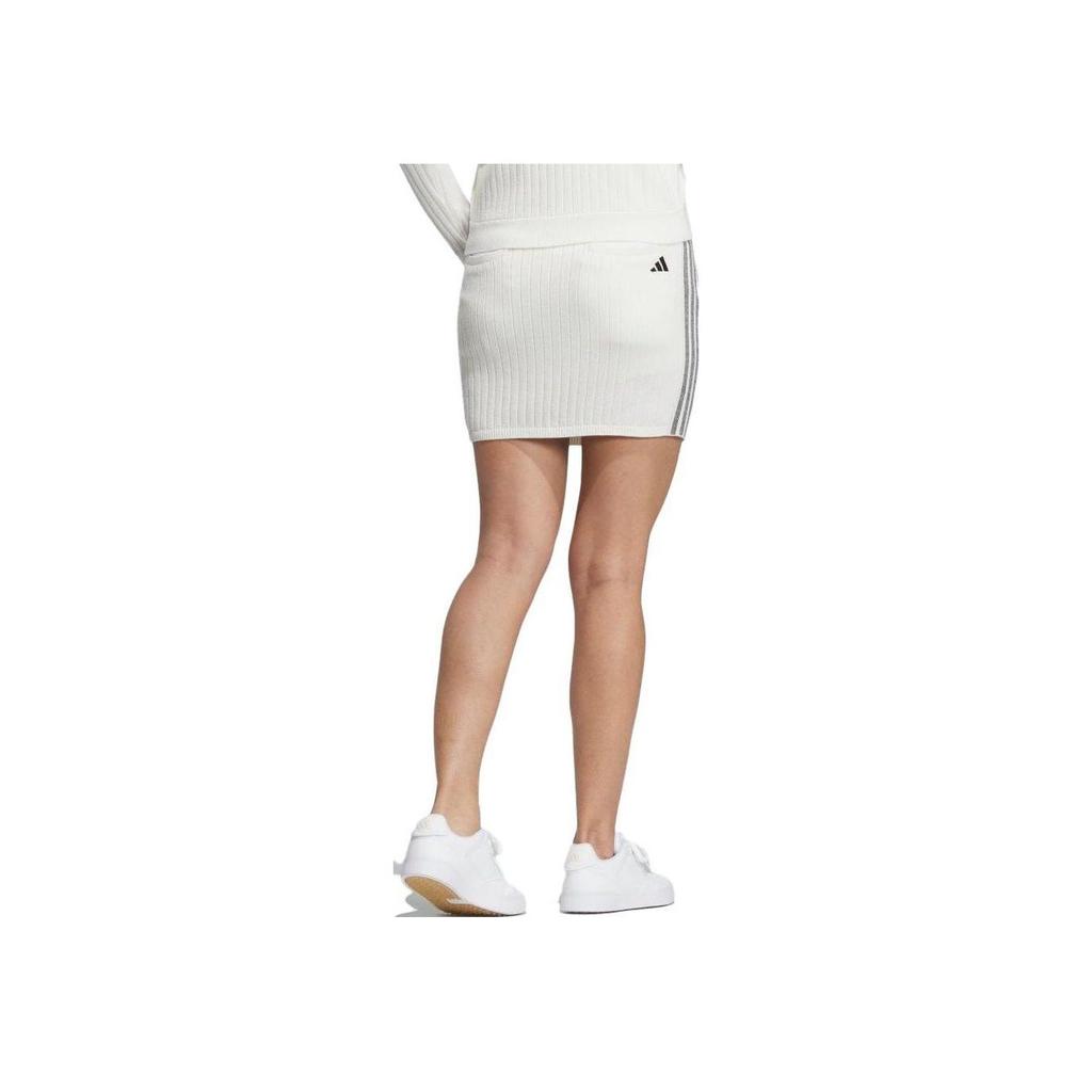 Adidas Solid Color Mid Rise Golf Knit Casual Skirt Women Skirts White IA2790