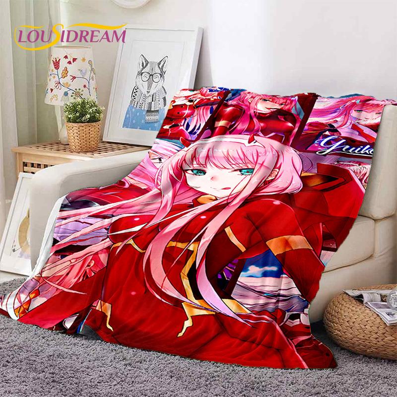 Zero Two Sexy Girl DARLING in The FRANXX Cartoon Flannel Blanket for Bed Bedroom Sofa Picnic,Throw Blanket for Outdoors Leisure