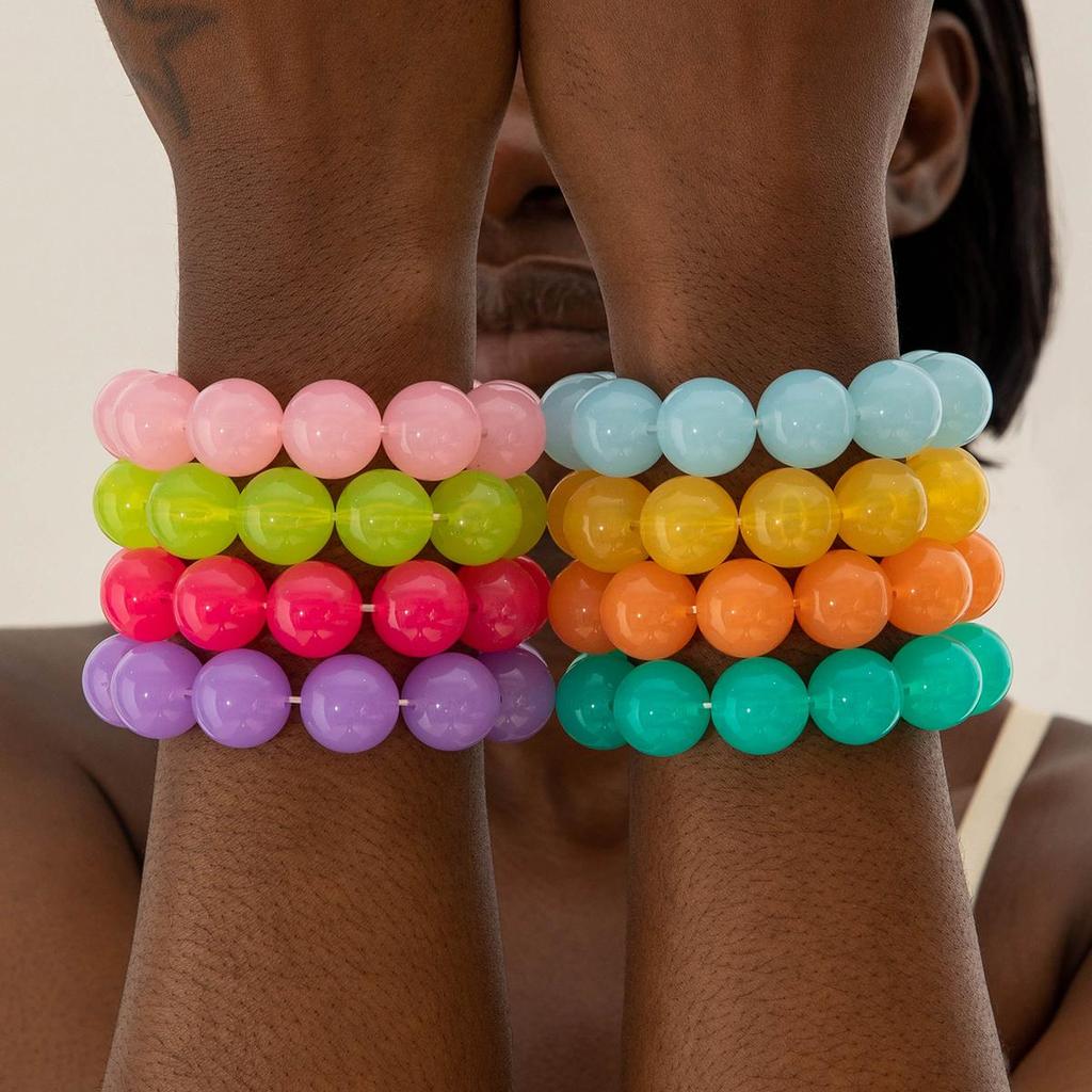 Summer New Jelly Transparent Acrylic Bead Hand String Women's Accessories Small Fresh Seaside Vacation Color Dopamine Style