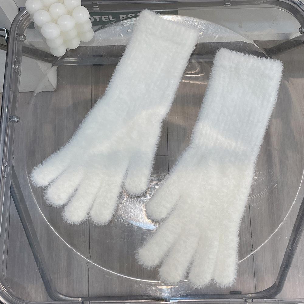Windproof Plush Knitted Gloves  Winter Women Mittens Cute Faux Fur Gloves  Male