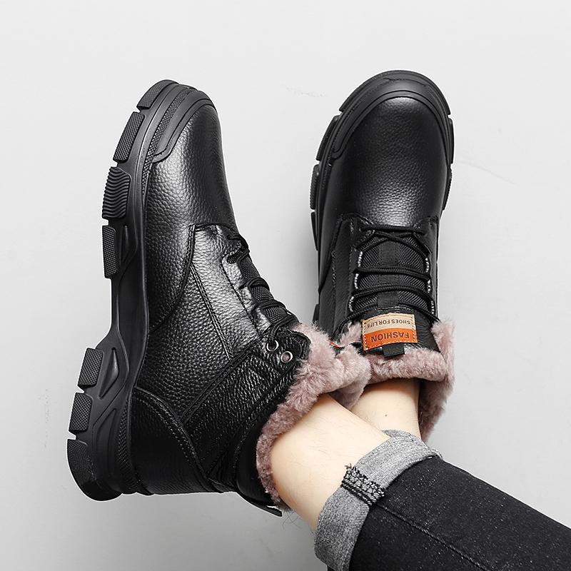 Mode Wanderschuhe Herren Winter Outdoor Warmes Fell Rutschfest Mode Luxus Outdoor Arbeit Schneestiefel Schuh Winter Bequeme Trekkingschuhe