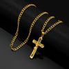 Embossed Cross Pendant Necklace for Men Titanium Steel Chain Hip Hop Sweater Chain Fashion Accessory