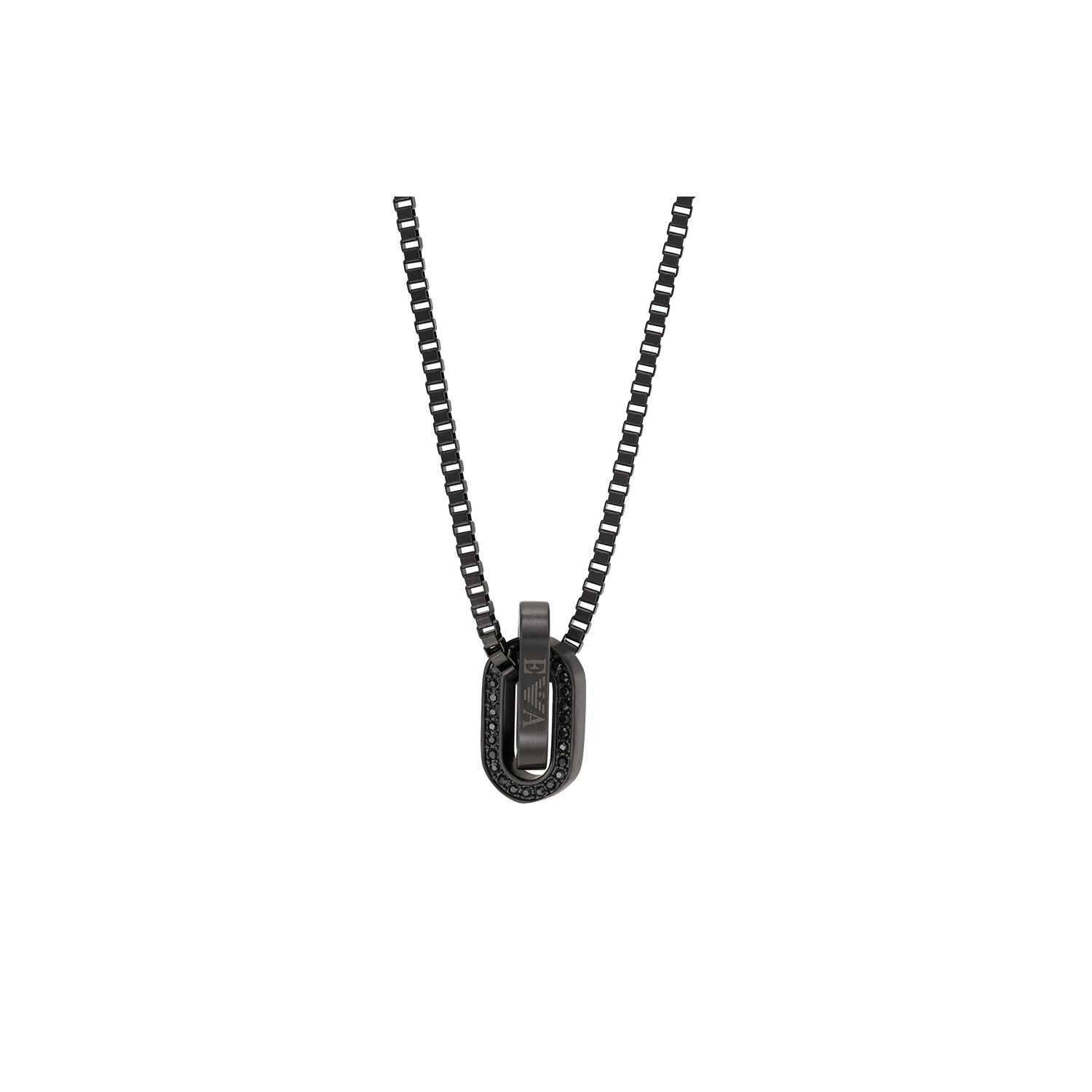 Emporio Armani Fashion Diamond Pendant Necklace Men necklace Black EGS2928001 Basic Packaging-Box