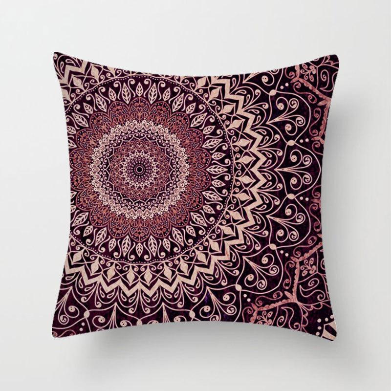 Bohemian Colorful Geometric Peach Skin Pillow Cover Retro Ethnic Style Cushion Cover Cushion Home