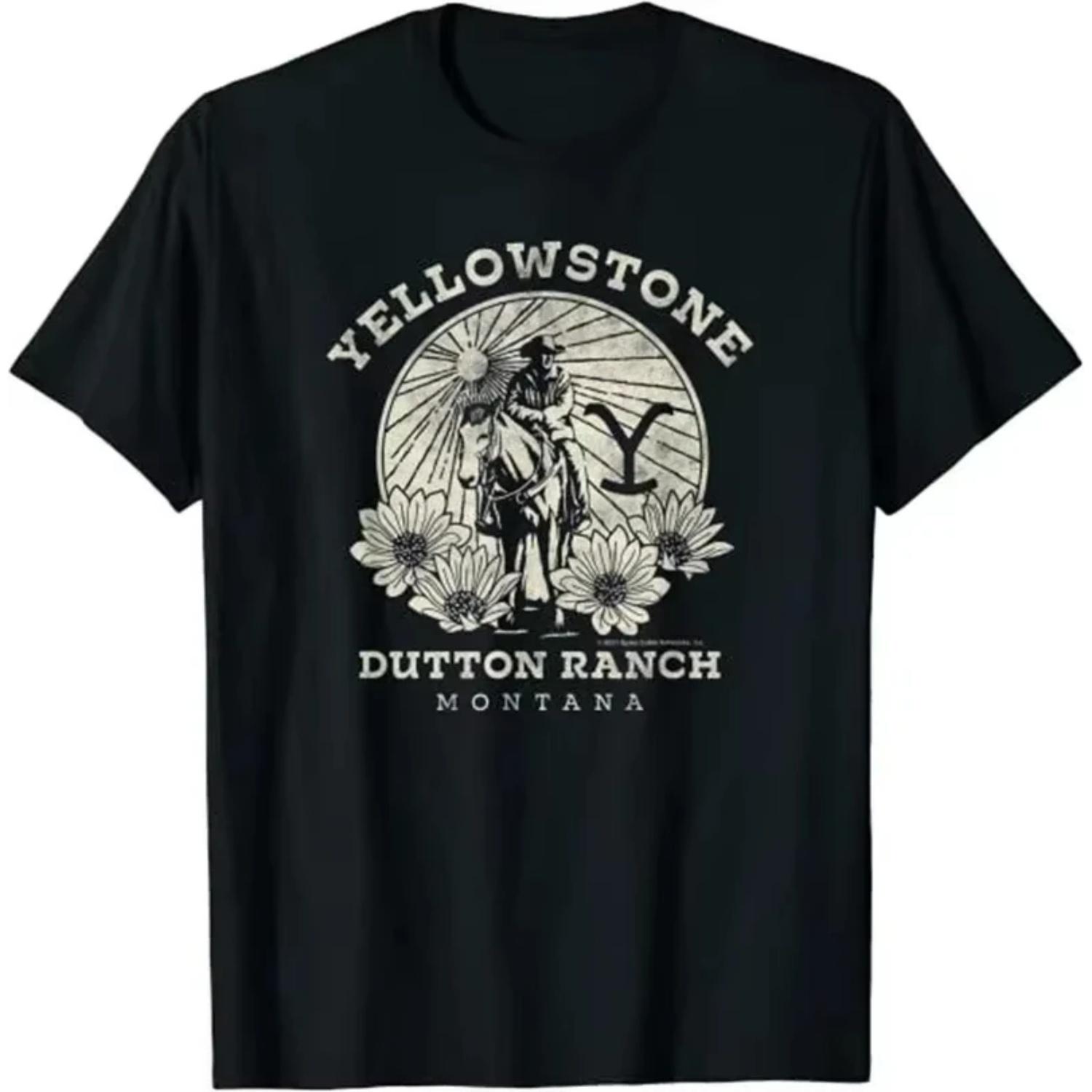 

Yellowstone Dutton Ranch Yellowstone T-shirt Men and Women Summer Cotton Clothing Casual Fashion Short Sleeved Tee Streetwear S чёрный