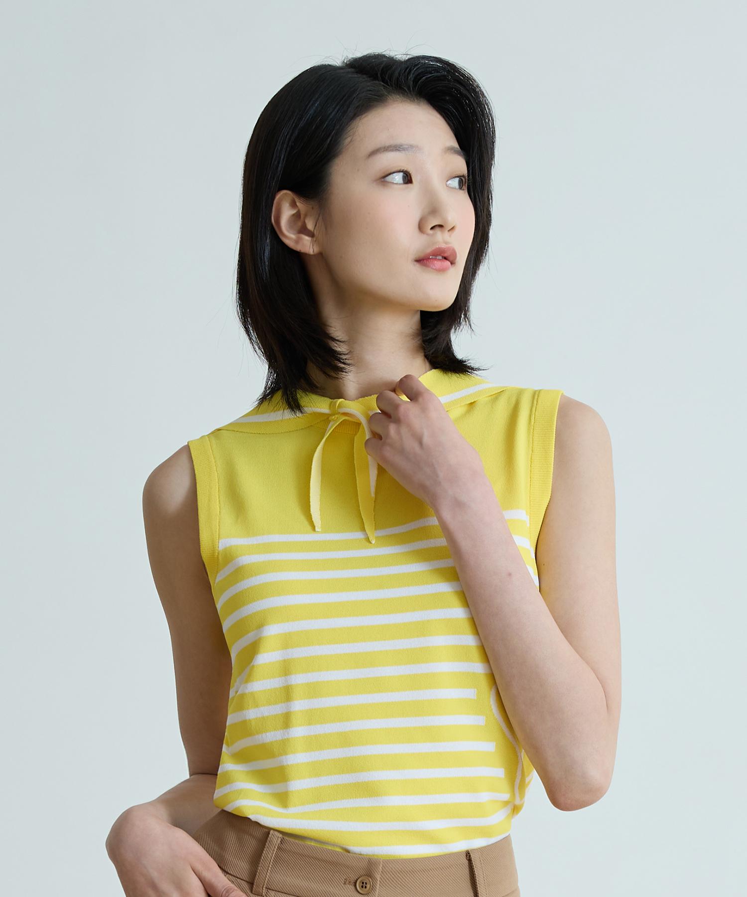 Antomas Sailor Collar Detachable Sleeveless Knit Women S - Yellow Xs