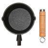 Frying Pan Cast Iron Skillet Drip Spouts Wooden Handle Stain Resistant Quick Heat Easy To Clean Cook Pan